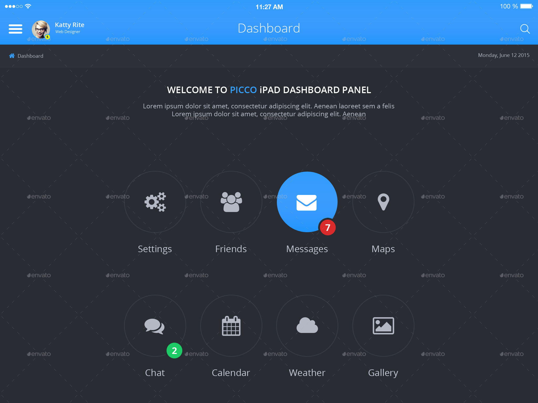 PICCO UI UX Kit iPad Tablet App,  Elements GraphicRiver